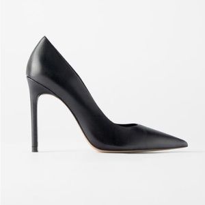 Zara Black Leather Heels - Size 39/US Size 8- NWT